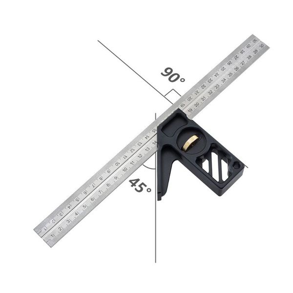 

300mm stainless steel angle ruler 45 degrees combination protractor horizontal active angle foot carpentry ruler measuring tools