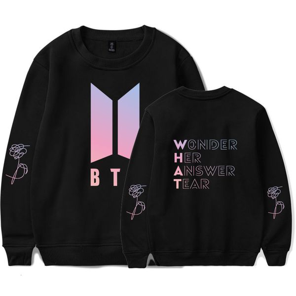 

shirt bulletproof bts juvenile group new album love yourself answer round collar sweater t shirts, Black