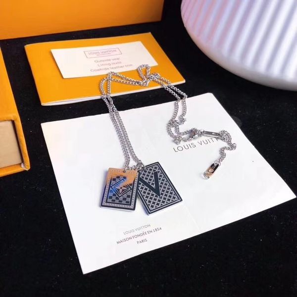 

brand necklaces earrings sets jewelry titanium steel plated earrings necklaces luxury necklace pendant for women gift with box, Silver