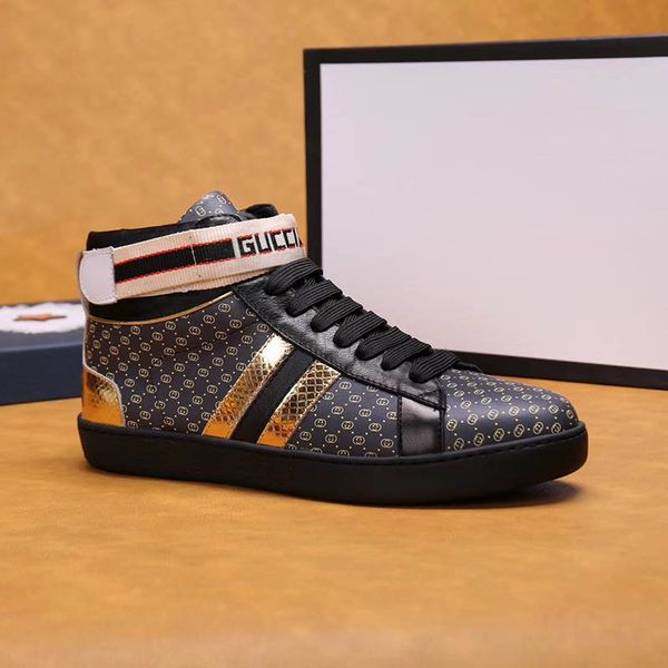 

Mens Luxury Designer Casual Shoes Ace Sneaker HARRY STYLE Canvas Leather High Top 2019 Men Brand Fashion Leisure Shoes With Box