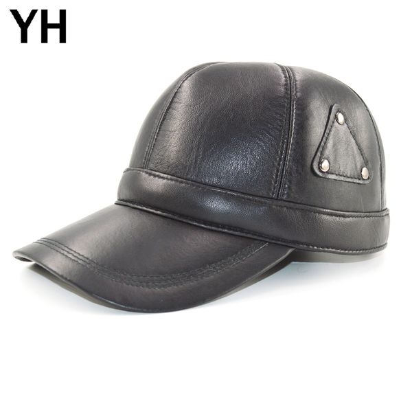 

2019 men genuine real leather baseball cap brand real leather hat new style autumn winter 100% sleepskin cap, Blue;gray