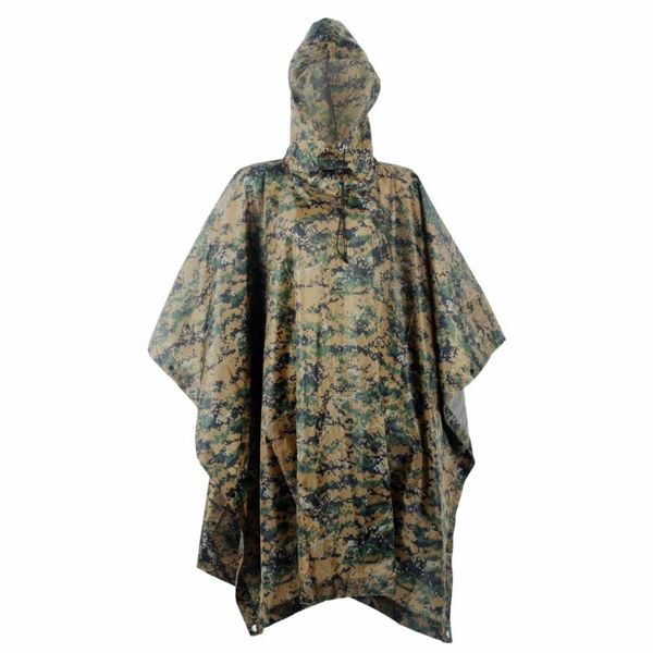 

multifunction impermeable nylon raincoat digital waterproof tent mat rain poncho camping fishing rainwear, Blue;black