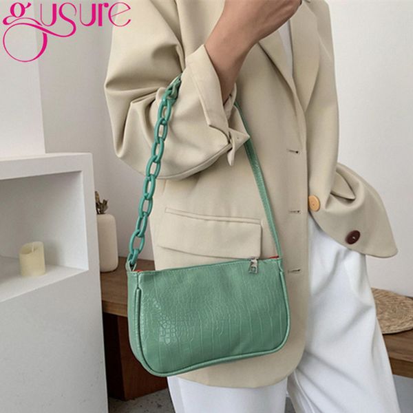 

gusure мода крокодил pattern багет сумка мини pu кожа сумка на ремне женщина цепи дизайн luxury hand bag женского путешествие