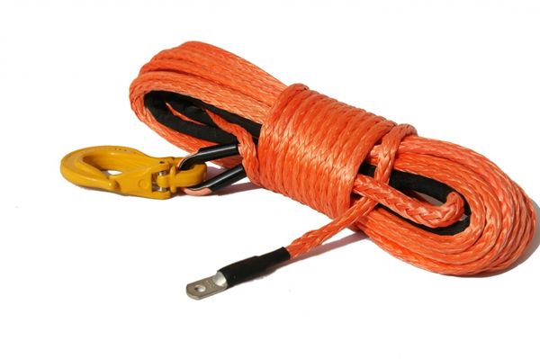 

14mm x 30m orange synthetic winch line cable rope with sheath and hook (atv utv 4 x 4 off- road