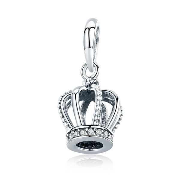 

other real 925 sterling silver princess crown clear cz pendant fashion charms fit bracelets & necklaces chain fine jewelry scc781
