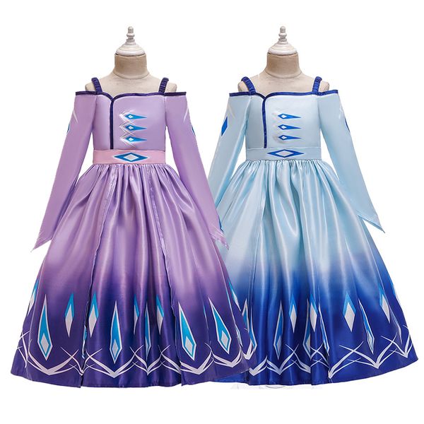 

девушки косплей мультфильм платья партии mesh кружева без бретелек принцесса платья yestidos дети дизайнер костюма с длинным рукавом платье, Blue