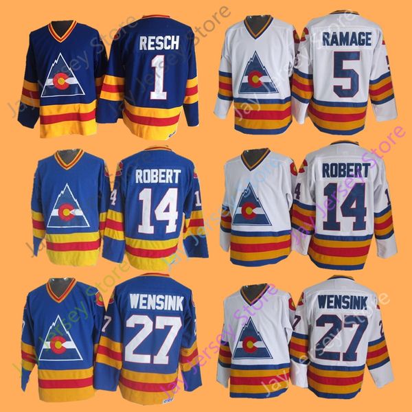 

Ice Hockey Colorado Avalanche Jersey 1 Chico Resch 5 Rob Ramage 14 Rene Robert 27 John Wensink CCM Vintage Home Away
