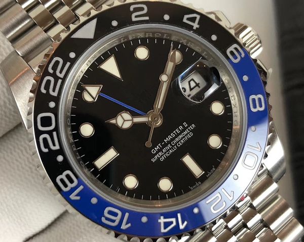 

2020 new version v3 pepsi batman two time zone men's watch ceramic rotating magnifier men's mechanical watch 316 fine steel origin, Slivery;brown