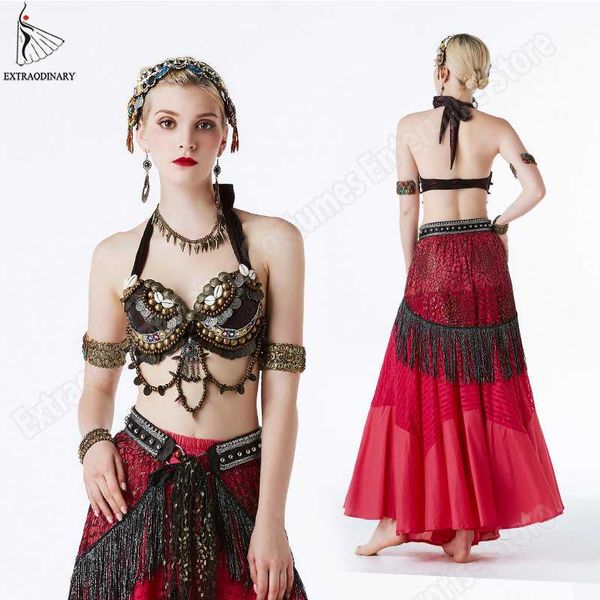 

ats tribal gypsy hip шарф танец живота юбка пояс бюстгальтера регулируемые костюмы женщины ручной работы бисероплетение стиль vintage аксесс, Black;red