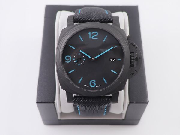 

vs pam01661 релох де lujo 44 мм углеродного волокна случае автоматические механические часы движение дизайнерские часы супер светящихся особ, Slivery;brown