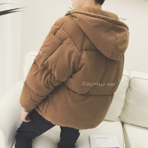 

winter 2019 new korean version of the tide brand hip hop loose couple plant printing bread clothing wild student casual coat, Black