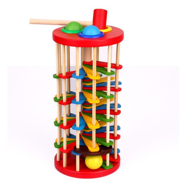 

children's early education knocking down the ladder toys wooden color knocking table toys for kids