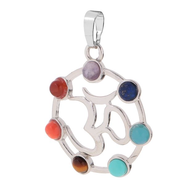 

7 color hollow sanskrit septangle pendant charm diy reiki necklace pendant, Silver