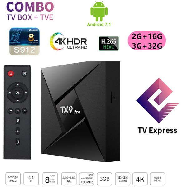 

tx9 pro android 7.1 tv box amlogic s912 2gb 16gb with alic ux 2.4g/5g wifi 4k google media player smart + tvexpress tve