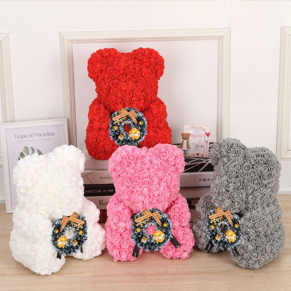 

рождественский подарок 40 см красный медведь роза искусственное мыло розы тедди медведь вечная роза цветок валентина гирлянда подарок подруг