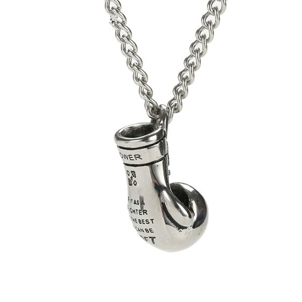 

2020 rubber glove shaped pendant stainless steel necklace wrestling sports accessories multiple boxing pendants hip hop locket necklaces, Silver