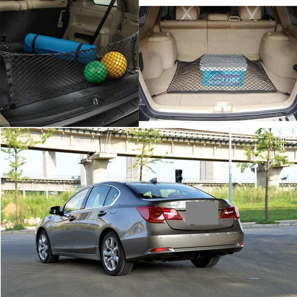 Para veículos Acura RL RLX Integra Legend NSX Car Auto Preto Rear Tronco de carga de bagagem Organizador de armazenamento Nylon Plain Vertical Net Assento