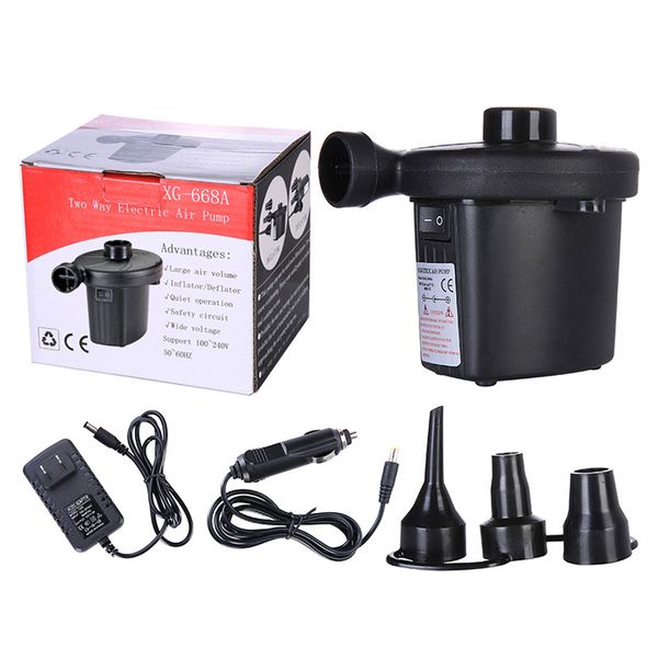

car inflator electropump with 3 nozzles dc12v/ac230v portable electric air pump inflate deflate pumps