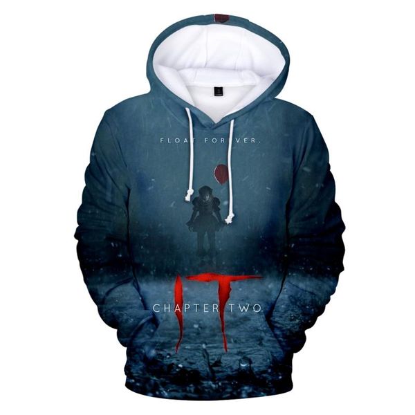 

america's funny terrorist flim it-chapter 2 3d sweatshirts red ballon pattern hoodies gothic streetwear dark men/women pullovers, Black
