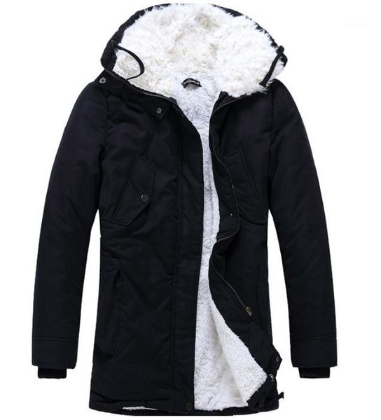 

winter coats mid length hooded male designer outerwear casual popular warm mens clothing mens thicken fleece, Black
