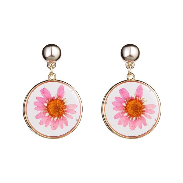 

find me 2019 fashion geometric resin alloy dangle earrings vintage boho flowers big circular drop earrings for women jewelry, Silver
