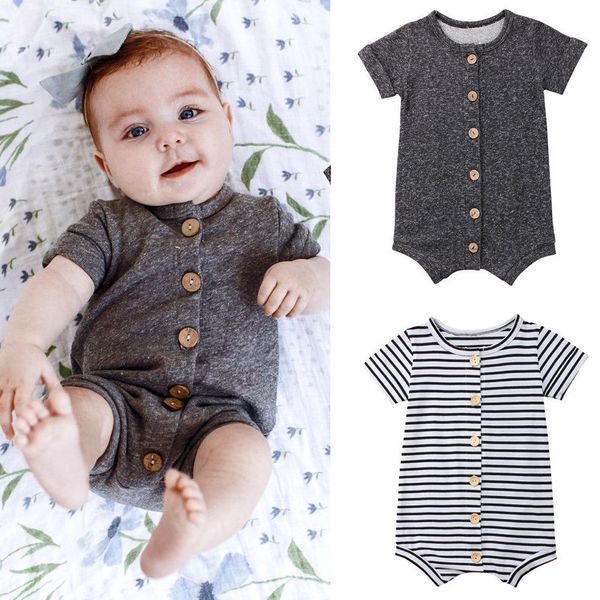

arloneet fashion cute baby newborn infant baby girl short sleeve striped romper jumpsuit outfits clothes z0204, White