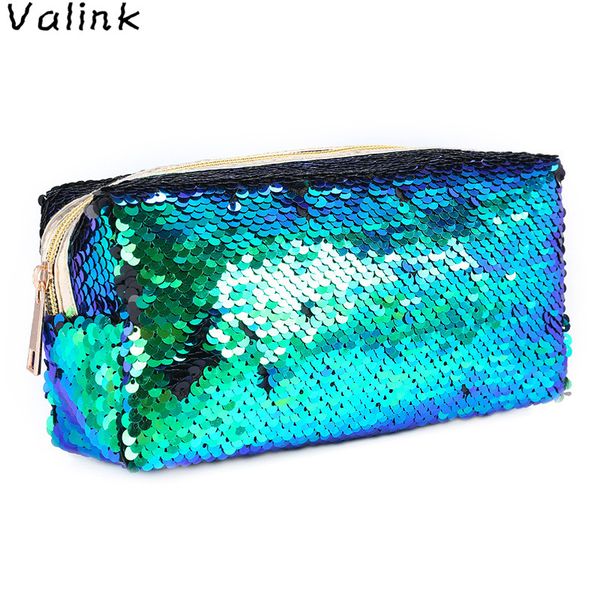 

2018 zipper cosmetic bag fashion mermaid sequins makeup bag brand travel makeup case organizer trousse maquillage femme