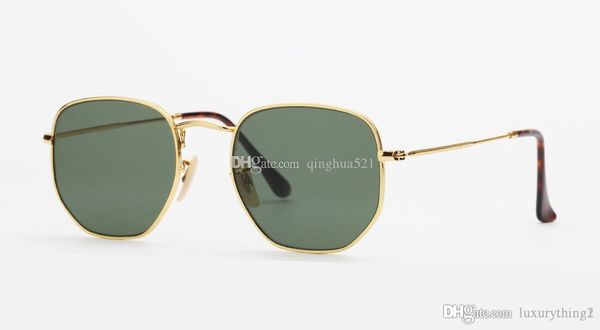 

new hight quality hexagonal sunglasses men and women vintage sun glasses uv400 reflective glass lens metal sunglass b3548 fashion glasses, White;black