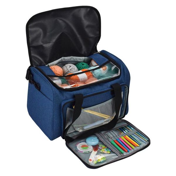 

inner divider knitting bag thread crochet hooks needles storage travel handbag practical bag used for storing knitting yarn ball