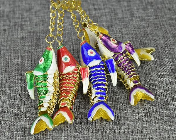 

10pcs 5.5cm 8.5cm Enamel Lifelike Sway Koi Fish Key chain Key ring with box Fish Key chains Women Thank you gifts for Wedding Party Favors