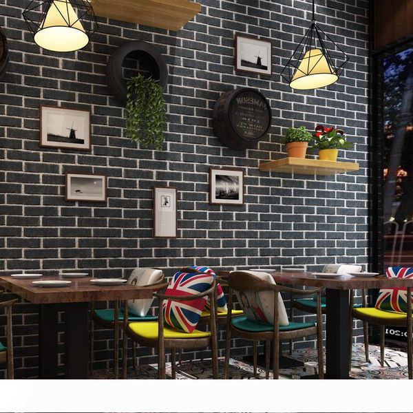 

brick wallpaper retro kitchen restaurant self adhesive waterproof wall sticker bar dormitory clothing store pvc wall papers roll