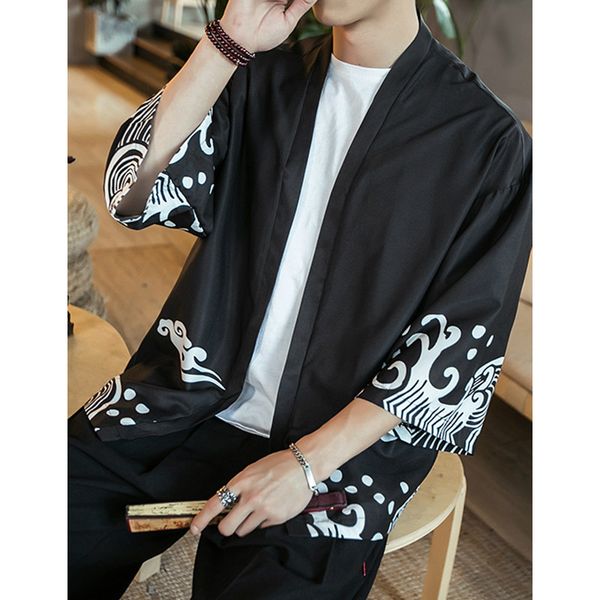 

sinicism store mens cotton linen shirts 2020 man summer harajuku waves shirts male oversize chinese style shirt 5xl, White;black