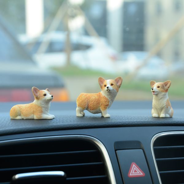 Car Ornament Resin Mini Corgi Dog Doll Automobile Interior