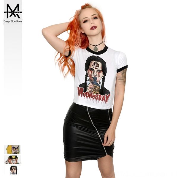 

хэллоуин 3d t-digital цифровая печать плотная дышащая футболка с короткими рукавами с короткими рукавами сексуальная базовая рубашка топ жен, White