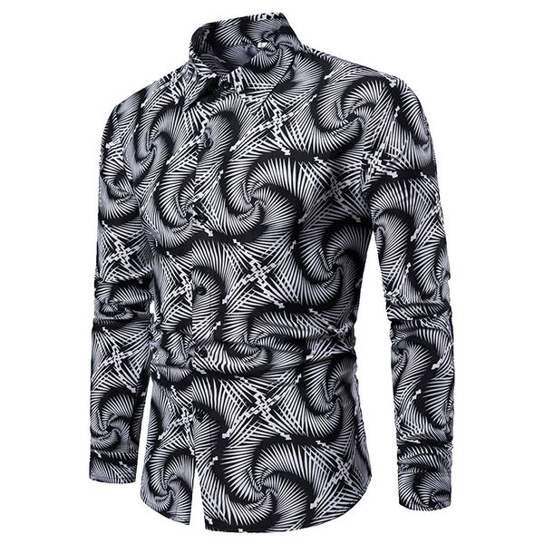 

autumn winter men's shirt camisa casual long sleeve shirt men pattern turn-down collar button male blouse camisa masculina, White;black