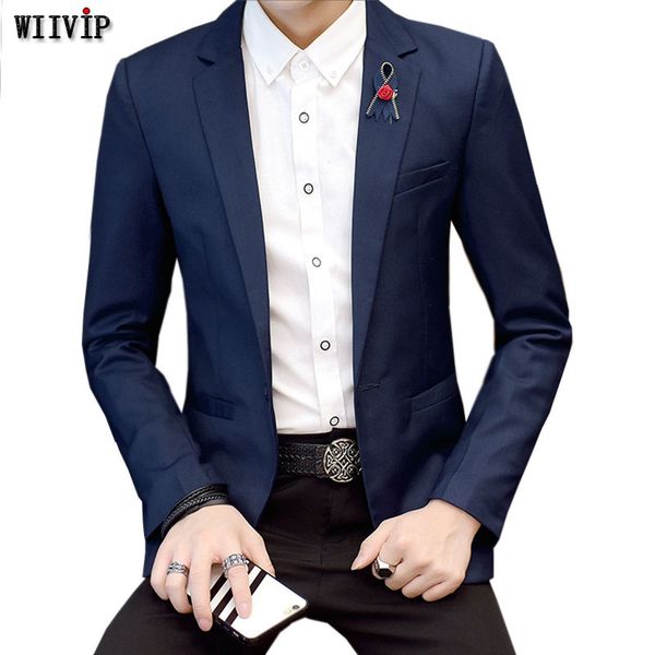 

m-4xl new fashion full sleeve single breasted blazer spring autumn solid casual blazer yw163, White;black