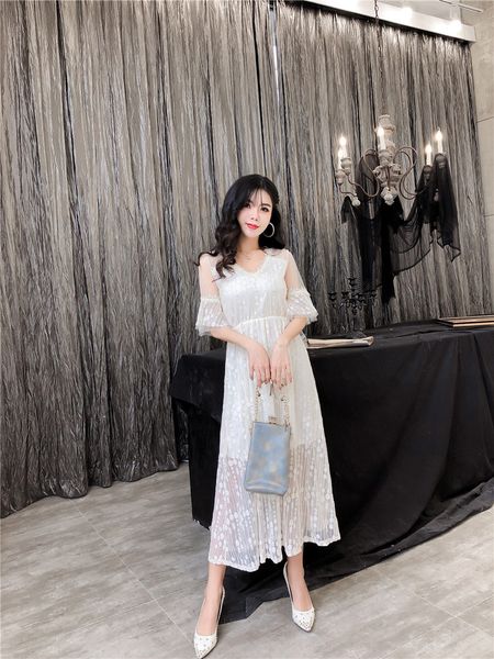 Summer 2019 Korean Fashion Sweet Lace Women Clothing Deep V