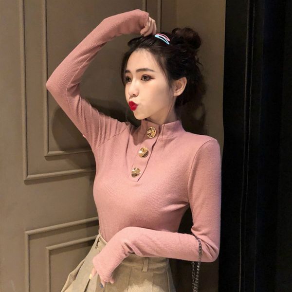 

2019 knitted women turtleneck sweater pullovers spring autumn basic women sweaters pullover slim fit black 1, White;black
