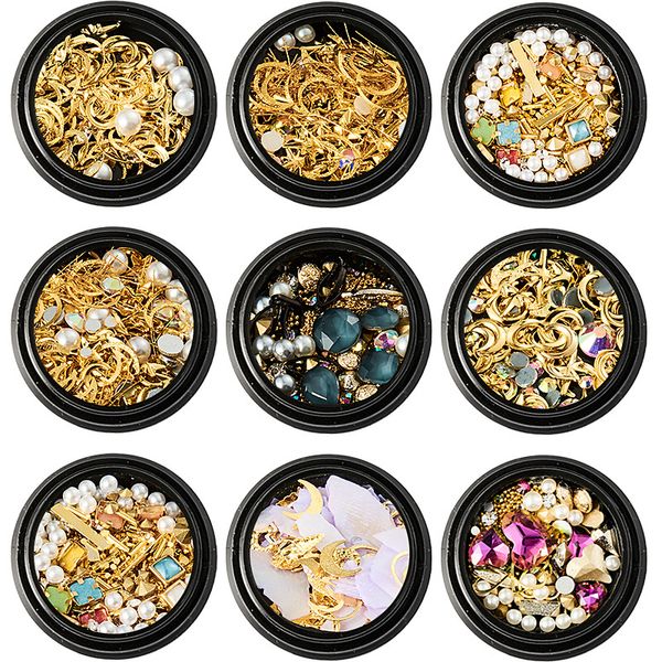 

1box mixed colorful rhinestones for nails 3d crystal stones for nail art decorations diy manicure diamonds gold foils paper, Silver;gold