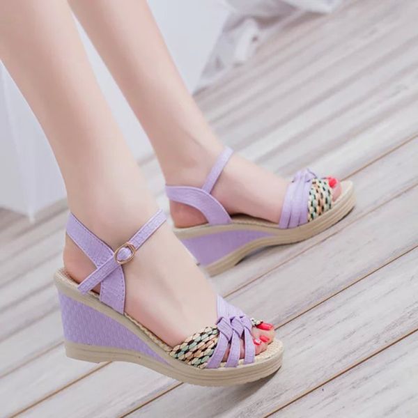 

sweet girl sandals summer women platform shoes wedges peep toe thick bottom sandalias mujer 2019femme mixed color korean sandals, Black