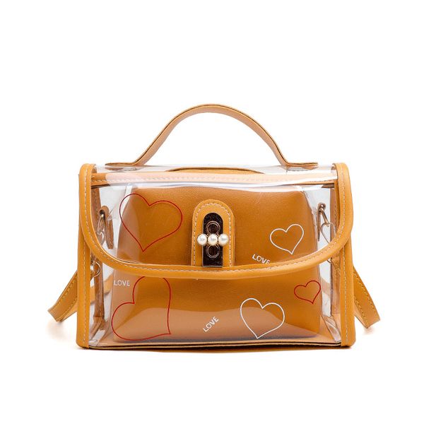 

new women bag fashion transparent messenger shoulder bag for female personality lock buckle lovely princess chain beach