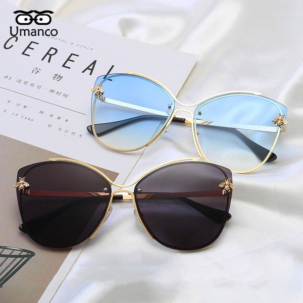 

umanco 2019 new frameless sunglasses for women men occident fashion ladies sunglasses trend wild small bee sun glasses gifts, White;black