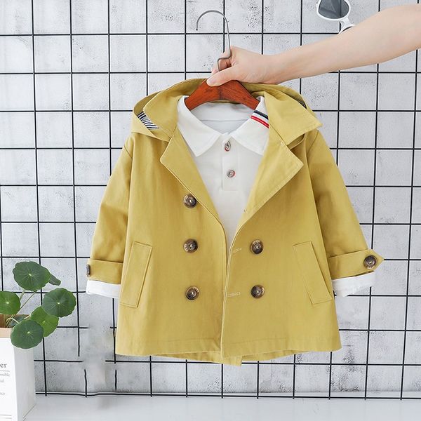 

Children Spring korean style Tench Coat cotton pure color long style all-match windbreak coat for fashion baby girls and boys