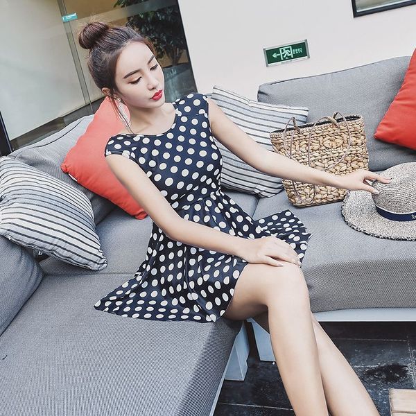

polka dot spring bathing suit one piece women cover up the belly to show thin korean version swimsuit
