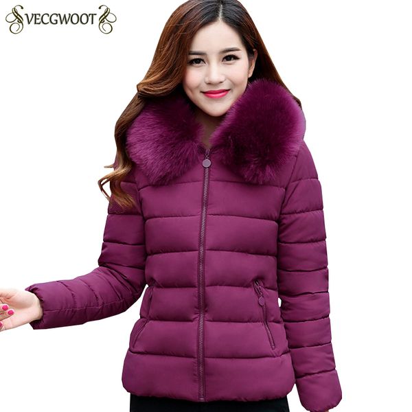 

женщины теплой зимняя куртки 2018 женщин способа с капюшоном мехового воротника вниз пальто хлопка сплошного цвет slim большого размера женс, Black