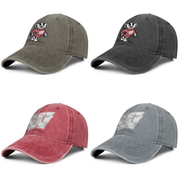 

wisconsin badgers football logo black for men and women trucker denim cap design fitted golf cool vintage cute original hats print, Blue;gray