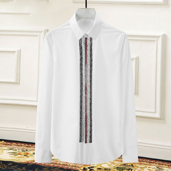 

quality business male dress shirt 2019 long sleeve slim casual chemise luxury men's clothes big size 3xl 4xl dresses, White;black