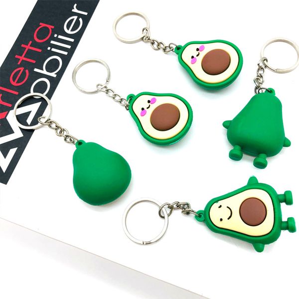 

keychain fashion simulation fruit avocado smile-shaped 3d soft resin avocado key chains jewelry fashion wedding party gift, Slivery;golden