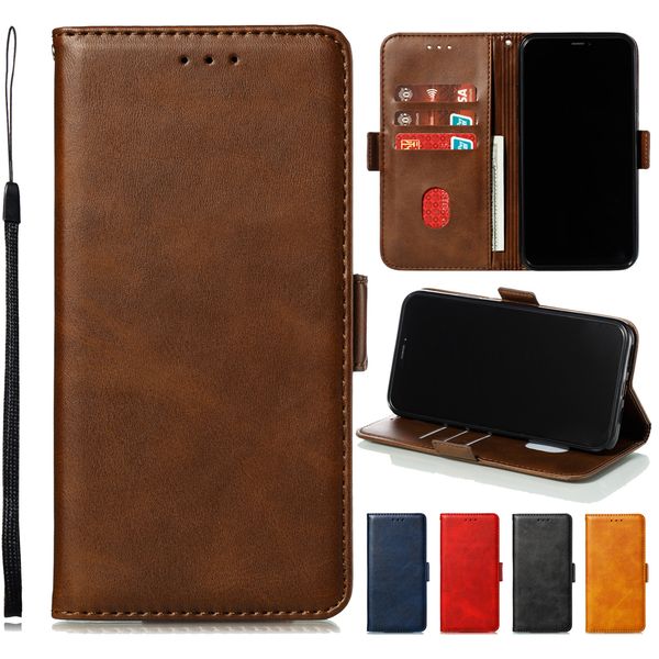 Venda Misturada Textura de Calfskin PU Carteira de couro Capa de telefone para iPhone 11 Pro X XR XS Max 6 7 8 Plus e Samsung Nota 10 Pro S8 S9 S10 Plus