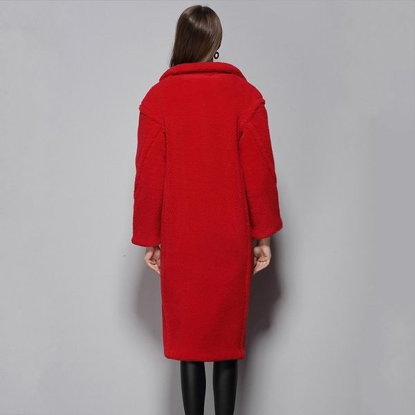 

women's wool & blends winter women coat loose fit casual long outerwear luxury elegant solid lapel ladies woolen fashion casaco feminin, Black
